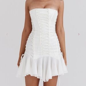 House of CB SIRENA Strapless Lace Up Mini Dress | size M (longer)